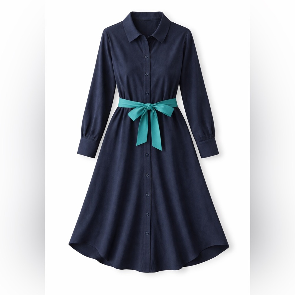 Design collective button down long sleeve shirt dress 2 side 1 front pocket XL
